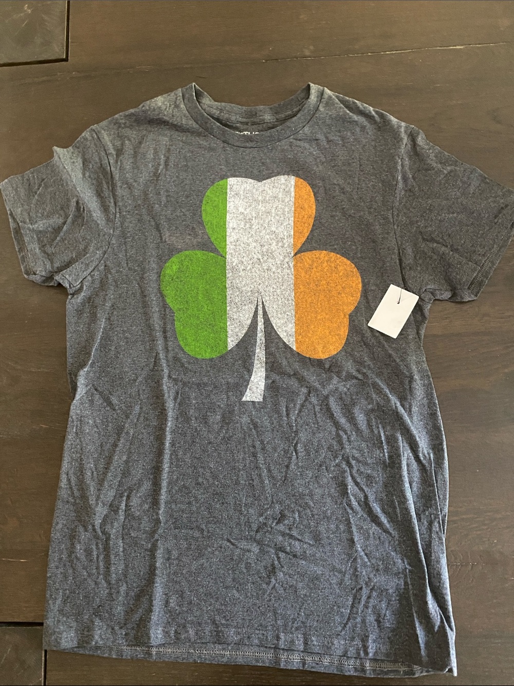 Gray T-Shirt with Irish Flag Shamrock Graphic